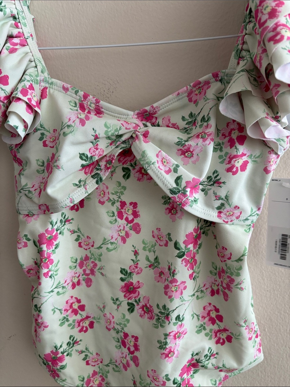 Janie and Jack Floral swimsuit in Cream, Pink and Green